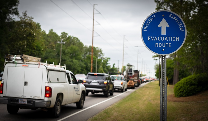 Emergency Management Evacuation Route sign