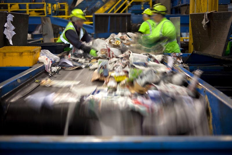 Conveyor belt within recycling plant