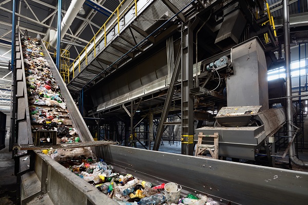 Materials passing through a recycling plant
